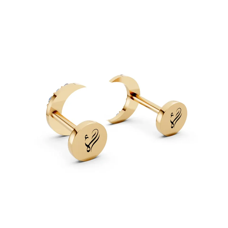 Diamond Crescent Earring Design 2 yellow (2)