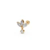 Lotus flower earring with dangling diamond yellow