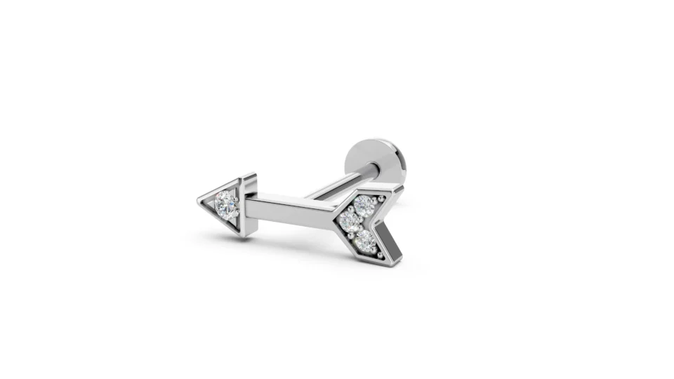 Diamond Arrow Earring White