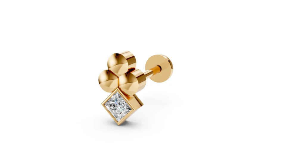 Diamond rhombus throat with three cores yellow