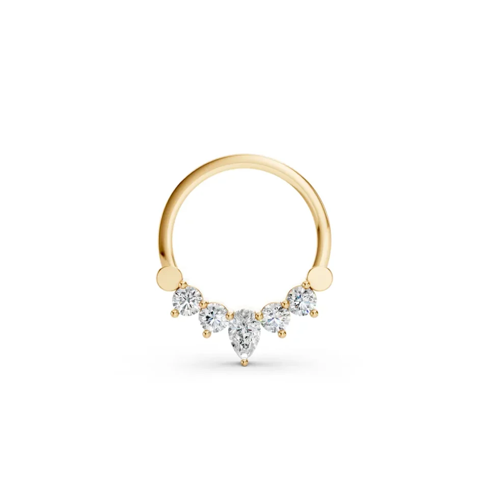 Diamond tear drop death earring yellow (2)