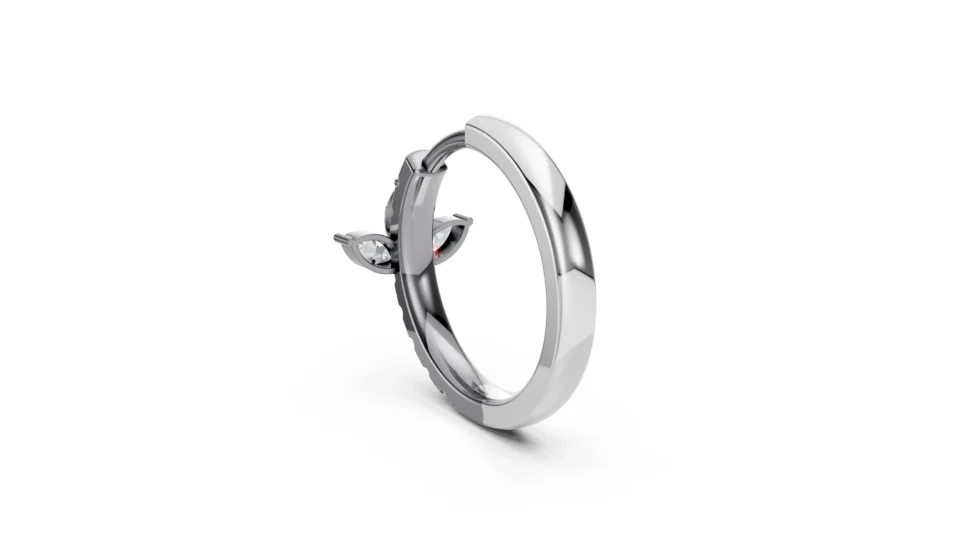 Gold Ring Earring with Diamond Lotus White (2)